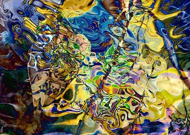 blue yellow objects abstra