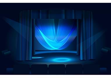 Stage blue drapery