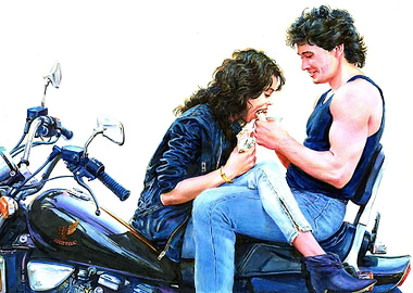 Lovers on Motor Bike