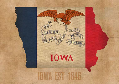 Iowa State Flag Map