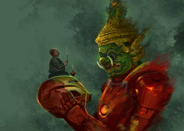 Robot giant with politicia