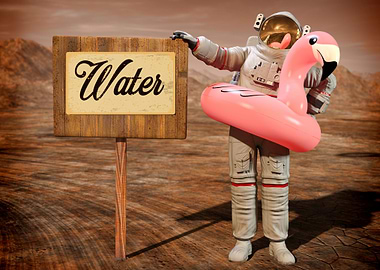 Astronaut with Pink Float
