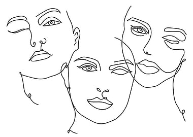 Three Sins Abstract Faces