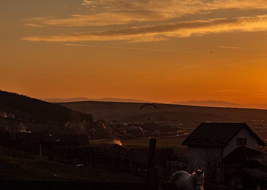 Sunset with paraglider