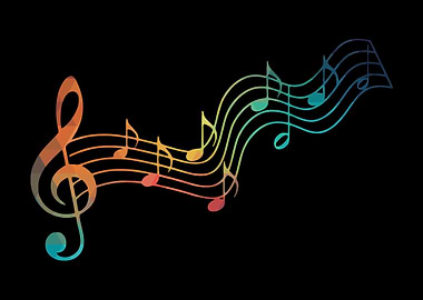 Rainbow musical notes