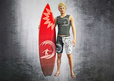 A Surfer on the Beach