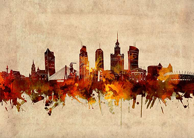 warsaw skyline grunge