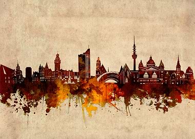 leipzig skyline grunge