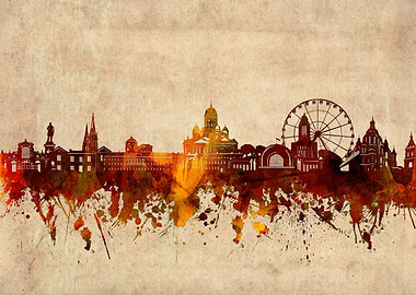 helsinki skyline grunge