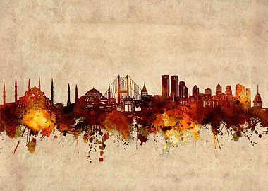 istanbul skyline grunge
