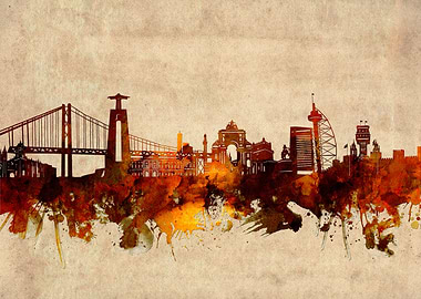 lisbon skyline grunge