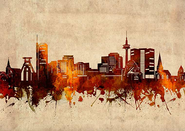 essen skyline grunge