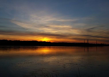 Sunset over Wisla river