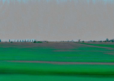 scenic field on horizon