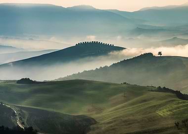 Foggy fields of Toscany