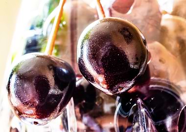 Sweet wild cherries in a c