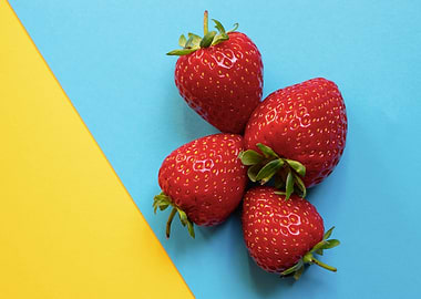 Strawberries on yellow