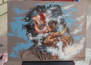 sadhu burning smoke chilim