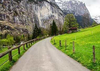Road curve to the Alps