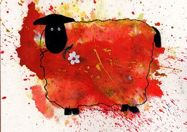 Sheep with a black tail