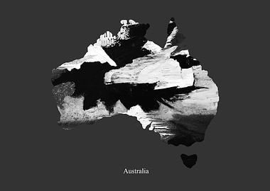 Australia Map Black White