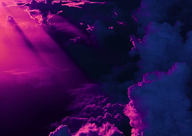 Vaporwave Head in Clouds