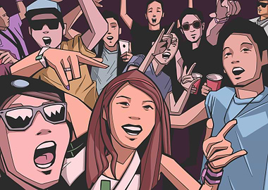 Japanese party crowd