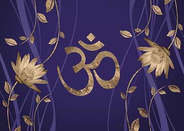 Om Symbol Golden Lotus
