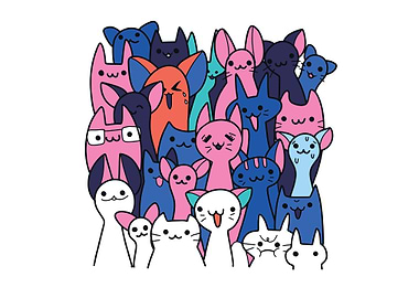 Doodle cute cat background