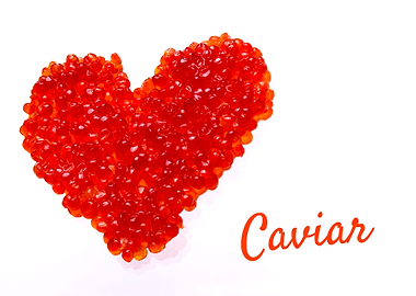 Heart made of red caviar