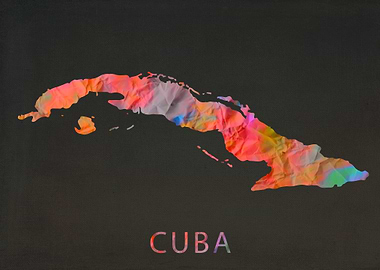 Cuba Tie Dye Country Map