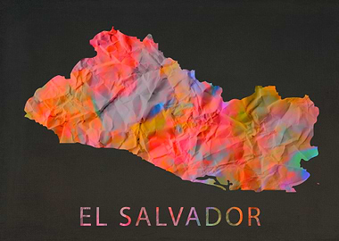 El Salvador Tie Dye Map