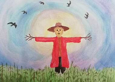 The scarecrow in red