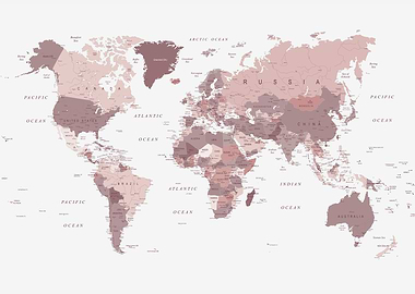 World Map in Pink