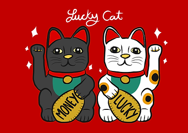 Black and white lucky cat