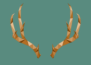 gold low poly antlers