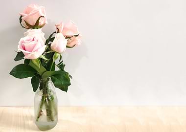 Pink pastel rose in glass