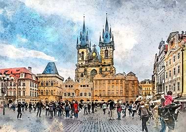 Prague city art