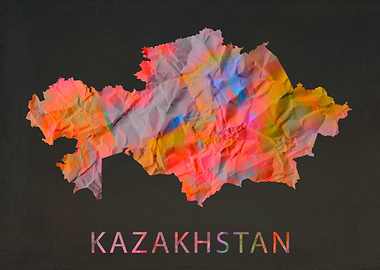 Kazakhstan Tie Dye Map