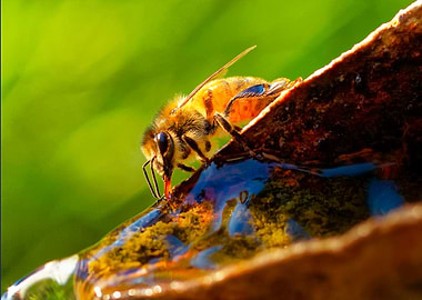 Honeybee collecting water