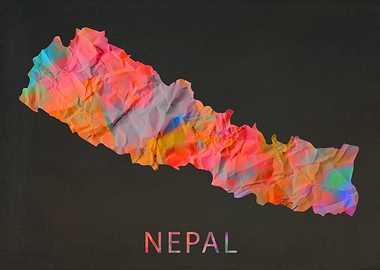 Nepal Tie Dye Map Country