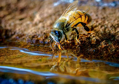 Honeybee drinking water