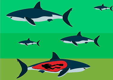 shark and diver