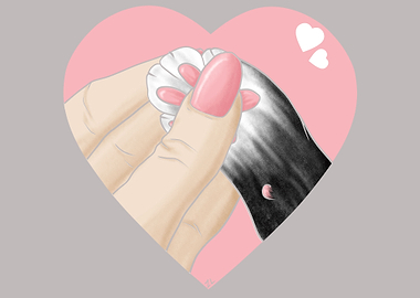 Black and white cat paw