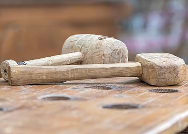 old wooden hammer