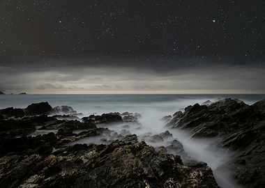 Night sky over the coast