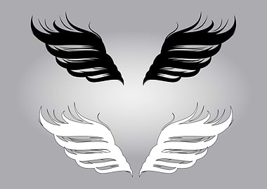 Wings Vector Black n White