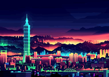 Vibrant asian urban colors