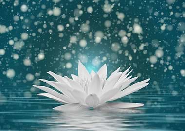 White Zen Lily On Blue