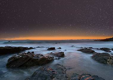 Night sky above the beach